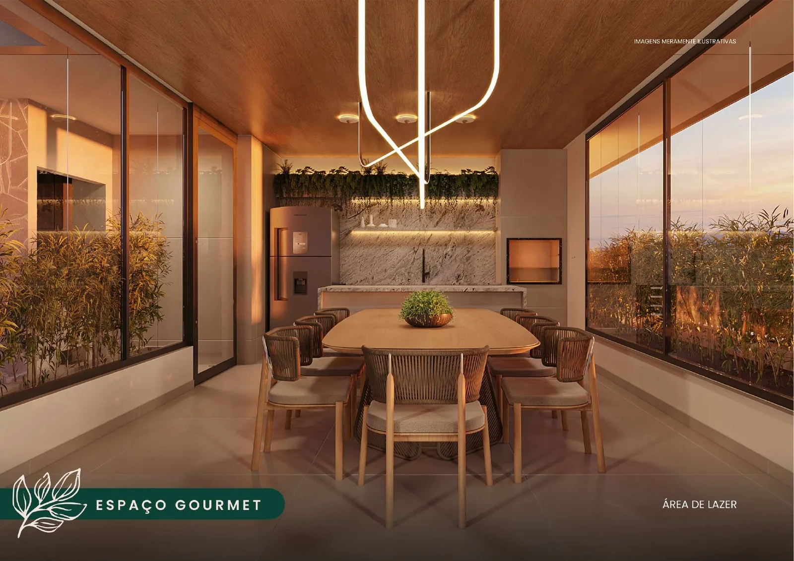 Perspectiva ilustrada do espaço gourmet do Park Avenue