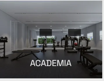Perspectiva artística da academia do Residencial Plácido Carvalho